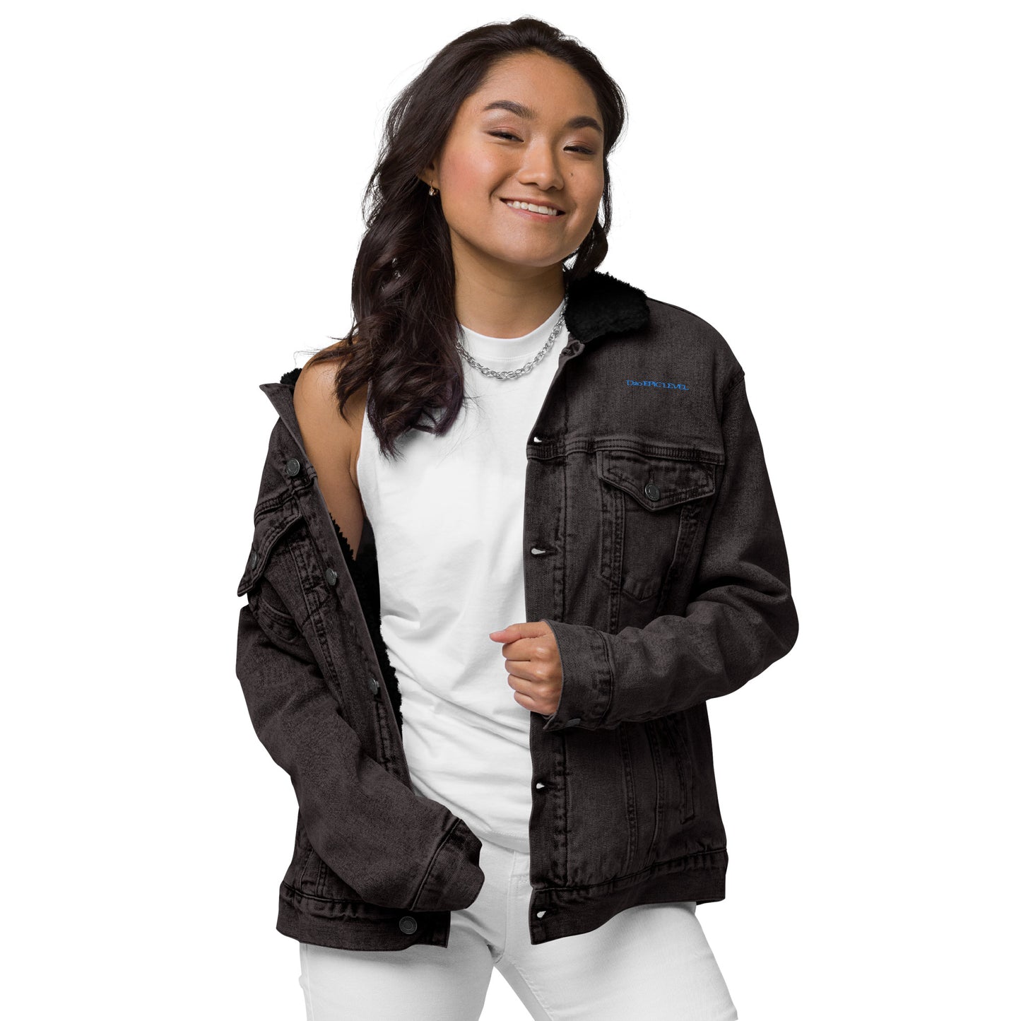 D20 Epic Level Logo Unisex denim sherpa jacket
